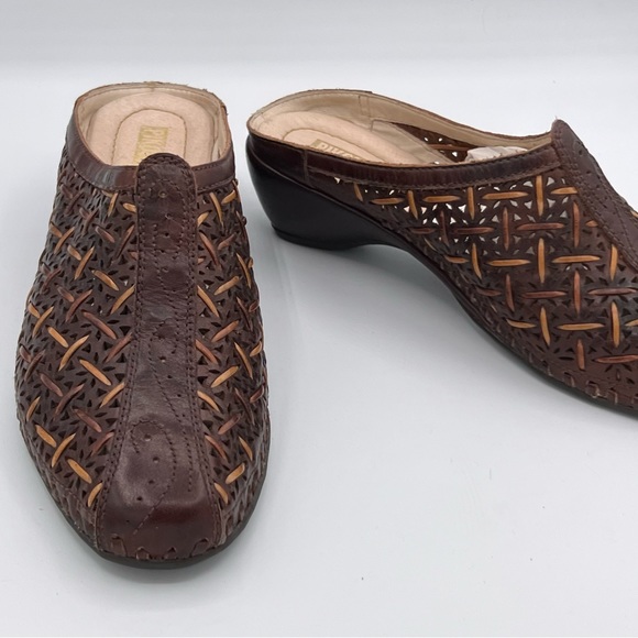 Pikolinos Brown & Carmel‎ Woven Leather Uppers, Mules, 7 New Without Box - Picture 7 of 13